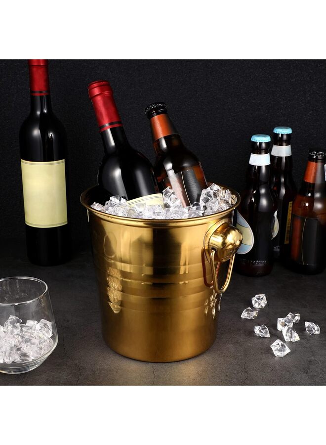 يُسلِّم دلاء ثلج، دلاء ثلج معدنية، دلو ثلج من الفولاذ المقاوم للصدأ، دلو تبريد، حاوية زجاجات الشمبانيا والنبيذ للمنزل والحفلات - 3 لتر (اللون: ذهبي) - Image 3